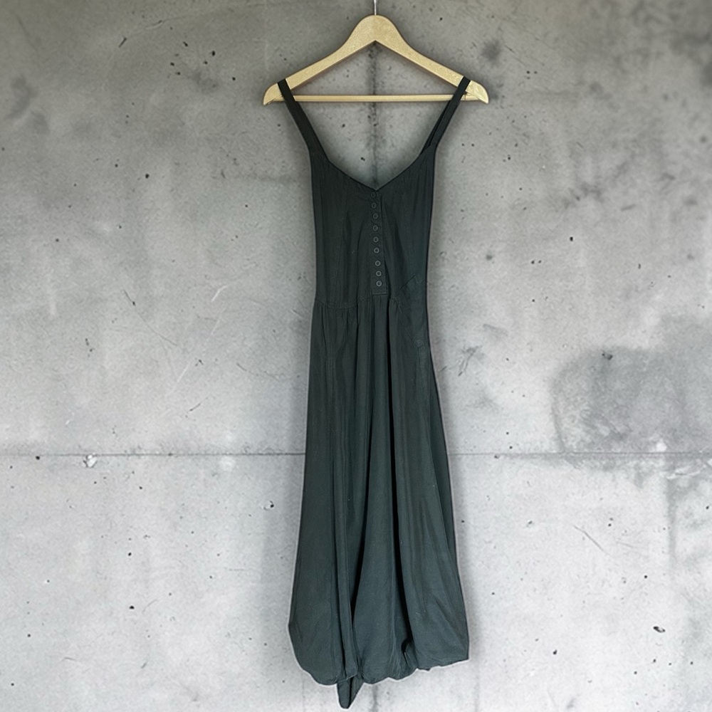 Lurdes Bergada Bubble Hem Midi Black Dress  Lagenlook 100% Lyoncell Size S   NWT